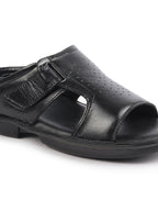 Men Black Formal Leather Slip-On Slippers