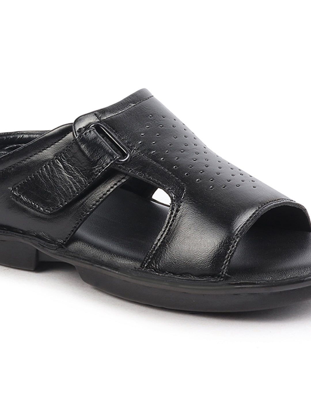 Men Black Formal Leather Slip-On Slippers
