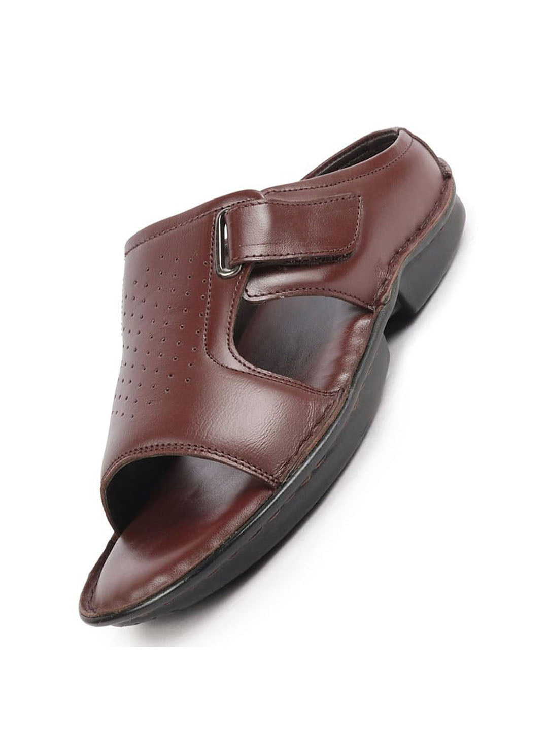 Shop Men Brown Formal Leather Slip-On Slippers Online.