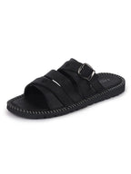 Shop Men Black Slip On TPR Sole Side Stitch Outdoor & Indoor Slippers Online.