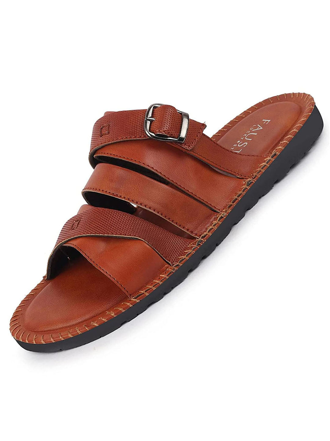 Shop Men Tan Slip On TPR Sole Side Stitch Outdoor & Indoor Slippers Online.