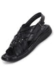 Men Black Buckle Criss Cross Strap Leather Sandals