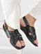 shop men black buckle criss cross strap leather sandals online.