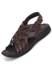 Men Brown Buckle Criss Cross Strap Leather Sandals
