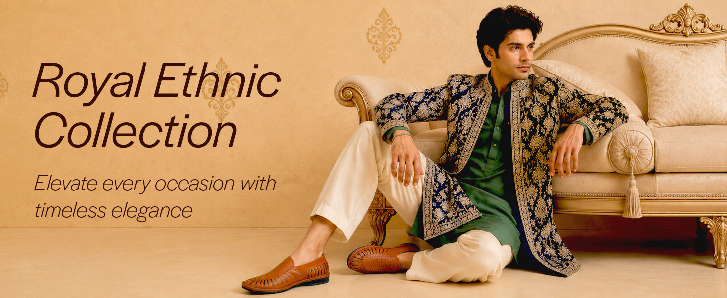 Men Black Laser Cut Stitched Ethnic Jutis & Mojaris