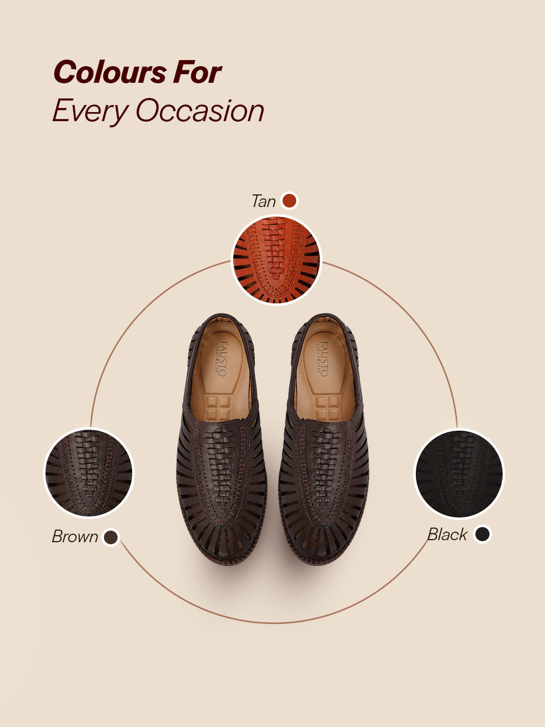 men brown laser cut stitched ethnic jutis & mojaris