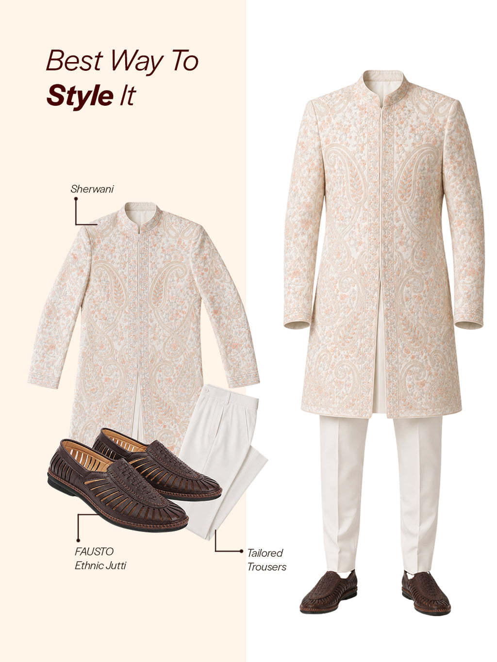men brown laser cut stitched ethnic jutis & mojaris