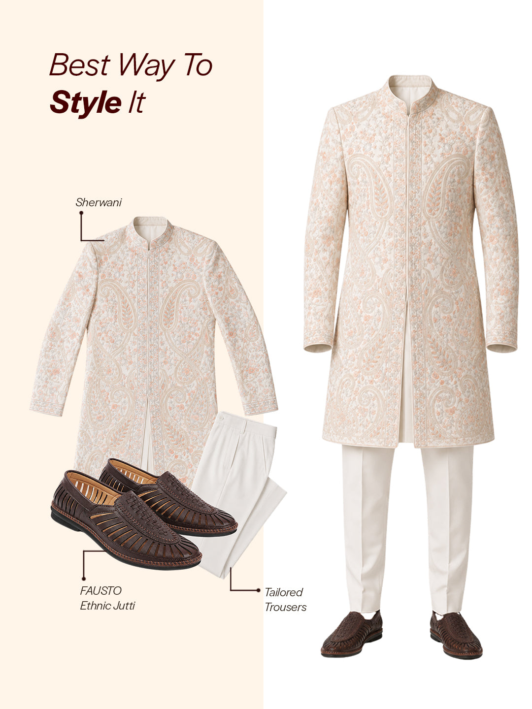 men brown laser cut stitched ethnic jutis & mojaris