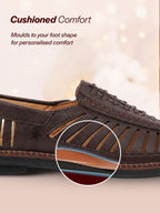 men brown laser cut stitched ethnic jutis & mojaris