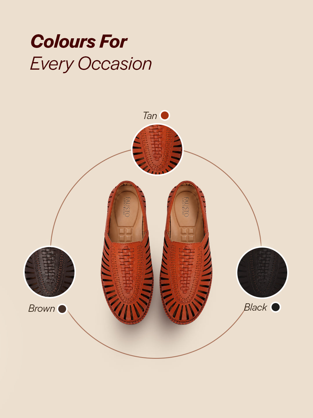 men tan laser cut stitched ethnic jutis & mojaris