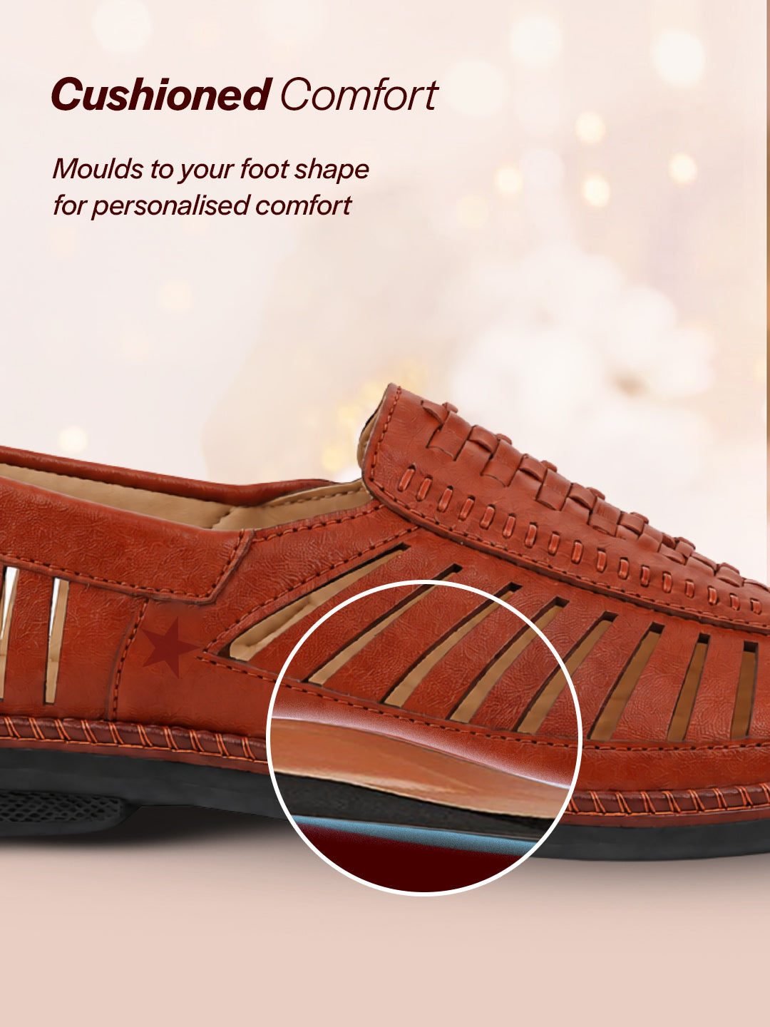 men tan laser cut stitched ethnic jutis & mojaris