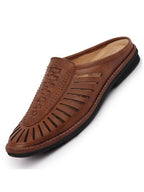 Shop Men Brown Back Open Laser Cut Stitched Ethnic Mojaris Online.
