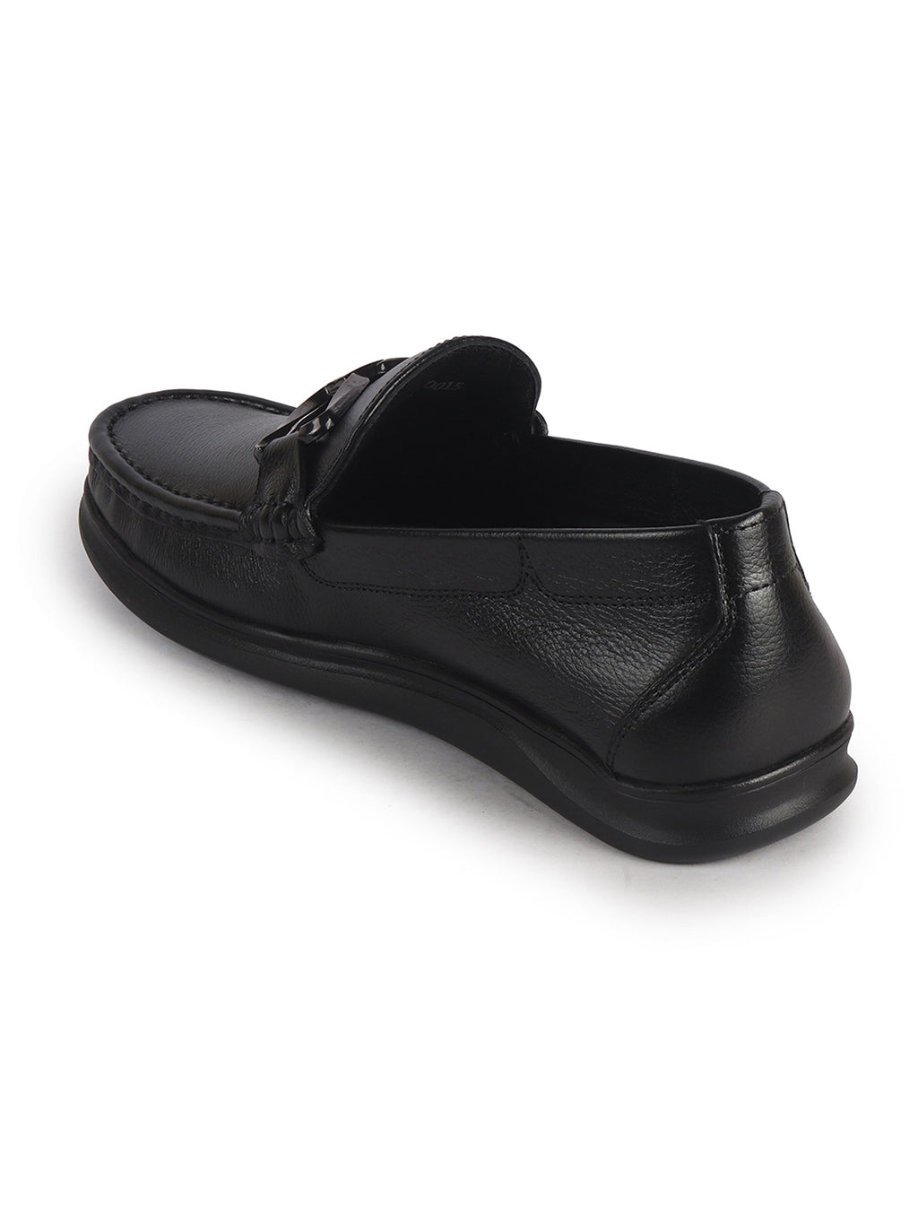 Men Black Genuine Leather Bow Design Round Toe Formal Loafer and Moccasin for Office, Events, Meetings|Flatform EVA Sole with Long Comfort, Slip Resistant