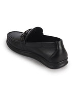 Men Black Genuine Leather Bow Design Round Toe Formal Loafer and Moccasin for Office, Events, Meetings|Flatform EVA Sole with Long Comfort, Slip Resistant
