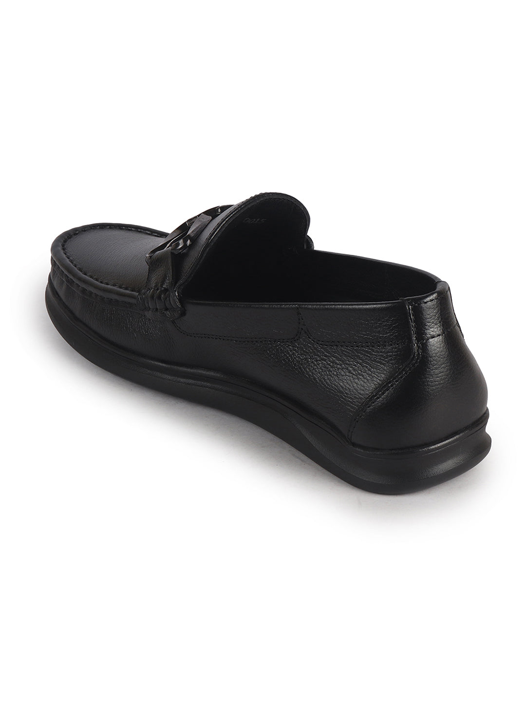 Men Black Genuine Leather Bow Design Round Toe Formal Loafer and Moccasin for Office, Events, Meetings|Flatform EVA Sole with Long Comfort, Slip Resistant
