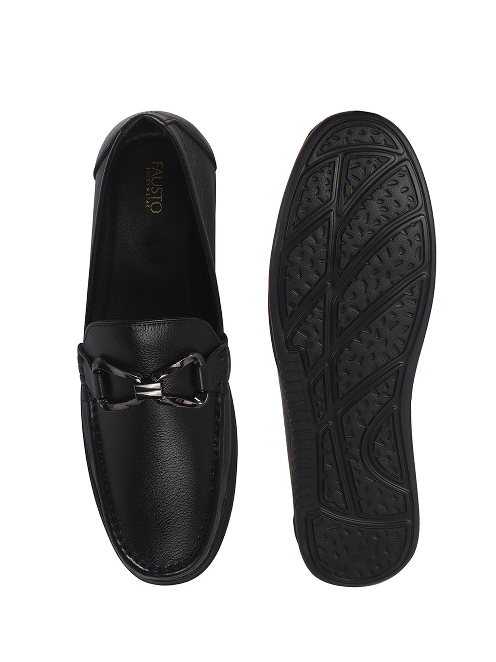 Men Black Genuine Leather Bow Design Round Toe Formal Loafer and Moccasin for Office, Events, Meetings|Flatform EVA Sole with Long Comfort, Slip Resistant