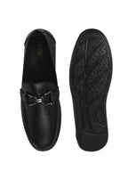Men Black Genuine Leather Bow Design Round Toe Formal Loafer and Moccasin for Office, Events, Meetings|Flatform EVA Sole with Long Comfort, Slip Resistant