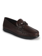 Men Brown Genuine Leather Bow Design Round Toe Formal Loafer and Moccasin for Office, Events, Meetings|Flatform EVA Sole with Long Comfort, Slip Resistant