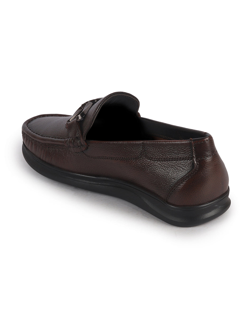 Men Brown Genuine Leather Bow Design Round Toe Formal Loafer and Moccasin for Office, Events, Meetings|Flatform EVA Sole with Long Comfort, Slip Resistant