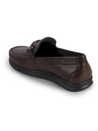 Men Brown Genuine Leather Bow Design Round Toe Formal Loafer and Moccasin for Office, Events, Meetings|Flatform EVA Sole with Long Comfort, Slip Resistant