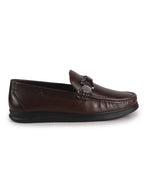 Men Brown Genuine Leather Bow Design Round Toe Formal Loafer and Moccasin for Office, Events, Meetings|Flatform EVA Sole with Long Comfort, Slip Resistant