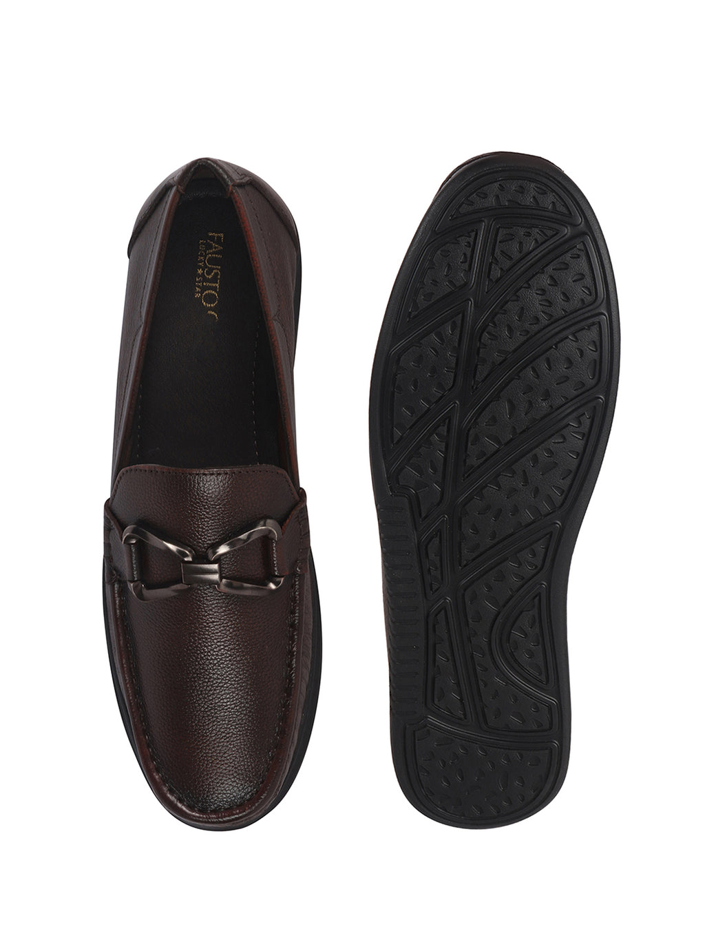 Men Brown Genuine Leather Bow Design Round Toe Formal Loafer and Moccasin for Office, Events, Meetings|Flatform EVA Sole with Long Comfort, Slip Resistant