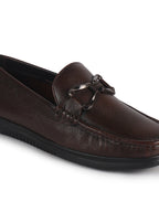 Men Brown Genuine Leather Bow Design Round Toe Formal Loafer and Moccasin for Office, Events, Meetings|Flatform EVA Sole with Long Comfort, Slip Resistant