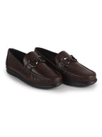 Men Brown Genuine Leather Bow Design Round Toe Formal Loafer and Moccasin for Office, Events, Meetings|Flatform EVA Sole with Long Comfort, Slip Resistant