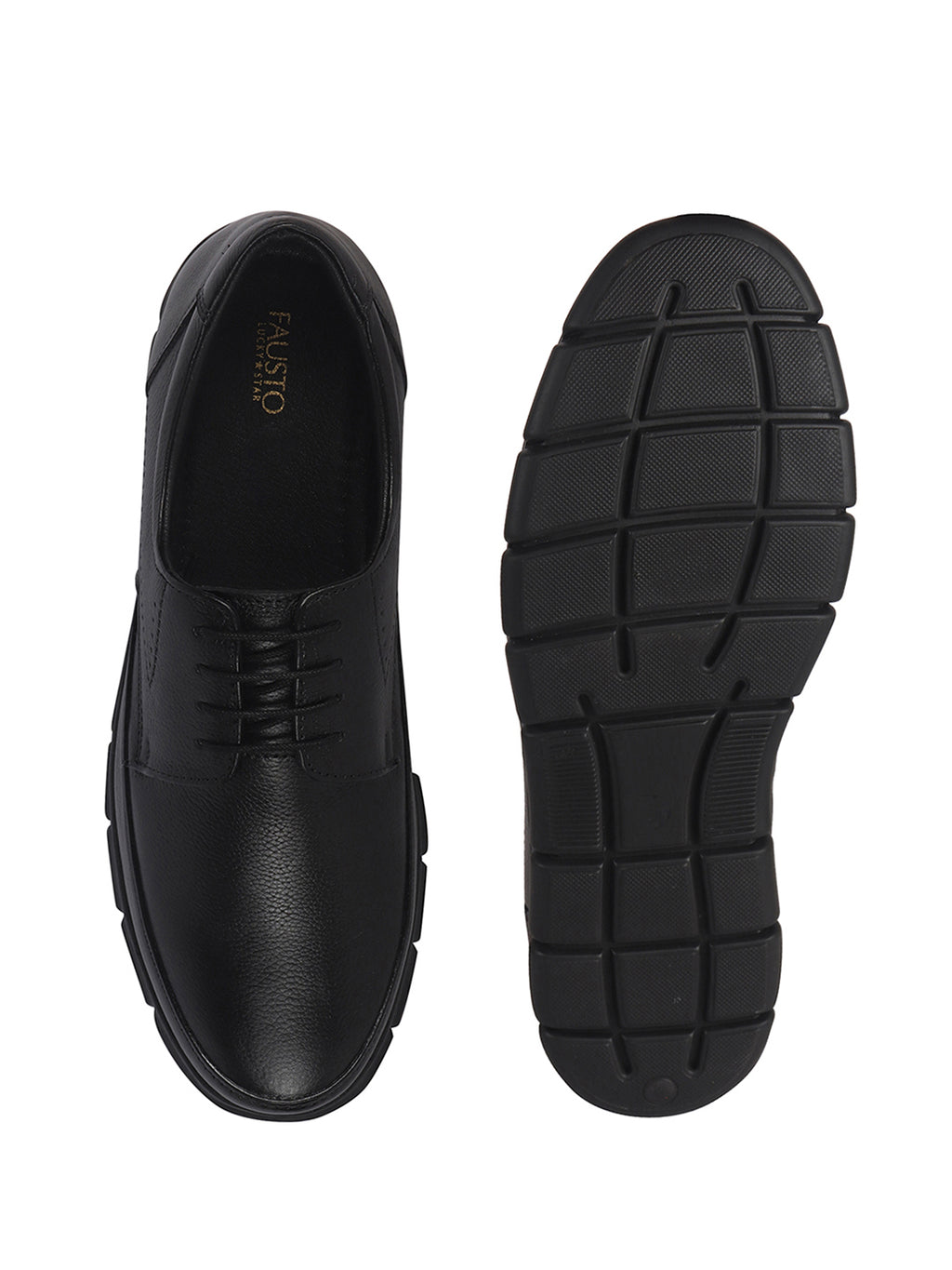 Men Black Genuine Leather Formal Office Round Toe Lace Derby Shoes|Shock Absorption Memory Cushioned Insole|EVA Flexible Fit Sole, Durable Slip Resistant