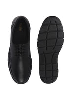 Men Black Genuine Leather Formal Office Round Toe Lace Derby Shoes|Shock Absorption Memory Cushioned Insole|EVA Flexible Fit Sole, Durable Slip Resistant