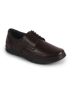 Men Brown Genuine Leather Formal Office Round Toe Lace Derby Shoes|Shock Absorption Memory Cushioned Insole|EVA Flexible Fit Sole, Durable Slip Resistant