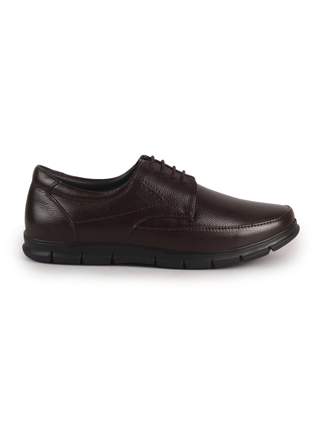 Men Brown Genuine Leather Formal Office Round Toe Lace Derby Shoes|Shock Absorption Memory Cushioned Insole|EVA Flexible Fit Sole, Durable Slip Resistant