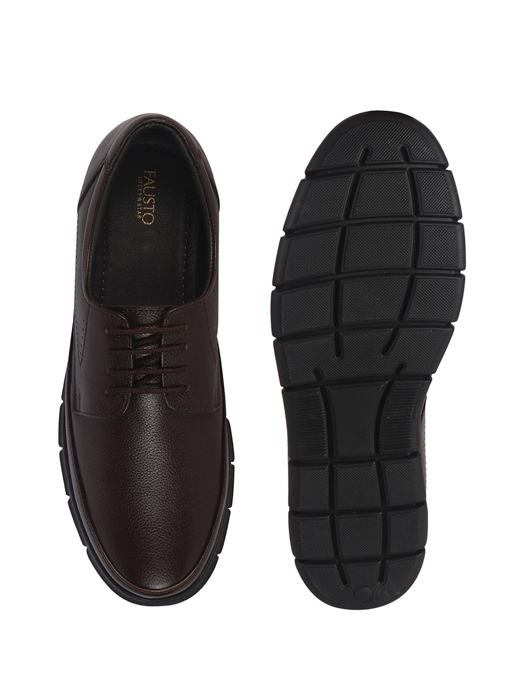 Men Brown Genuine Leather Formal Office Round Toe Lace Derby Shoes|Shock Absorption Memory Cushioned Insole|EVA Flexible Fit Sole, Durable Slip Resistant