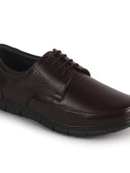 Men Brown Genuine Leather Formal Office Round Toe Lace Derby Shoes|Shock Absorption Memory Cushioned Insole|EVA Flexible Fit Sole, Durable Slip Resistant