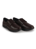 Men Brown Genuine Leather Formal Office Round Toe Lace Derby Shoes|Shock Absorption Memory Cushioned Insole|EVA Flexible Fit Sole, Durable Slip Resistant