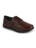 Men Tan Genuine Leather Formal Office Round Toe Lace Derby Shoes|Shock Absorption Memory Cushioned Insole|EVA Flexible Fit Sole, Durable Slip Resistant