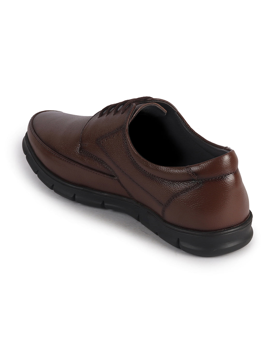 Men Tan Genuine Leather Formal Office Round Toe Lace Derby Shoes|Shock Absorption Memory Cushioned Insole|EVA Flexible Fit Sole, Durable Slip Resistant