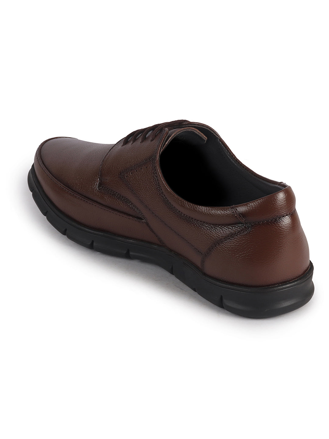 Men Tan Genuine Leather Formal Office Round Toe Lace Derby Shoes|Shock Absorption Memory Cushioned Insole|EVA Flexible Fit Sole, Durable Slip Resistant