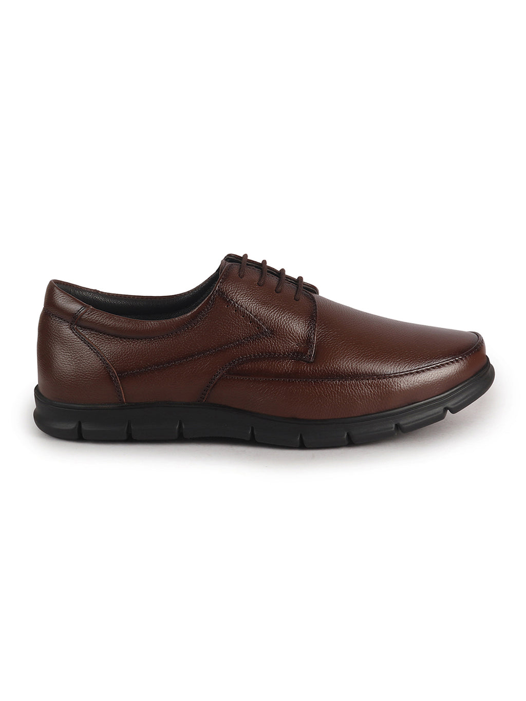Men Tan Genuine Leather Formal Office Round Toe Lace Derby Shoes|Shock Absorption Memory Cushioned Insole|EVA Flexible Fit Sole, Durable Slip Resistant