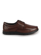 Men Tan Genuine Leather Formal Office Round Toe Lace Derby Shoes|Shock Absorption Memory Cushioned Insole|EVA Flexible Fit Sole, Durable Slip Resistant
