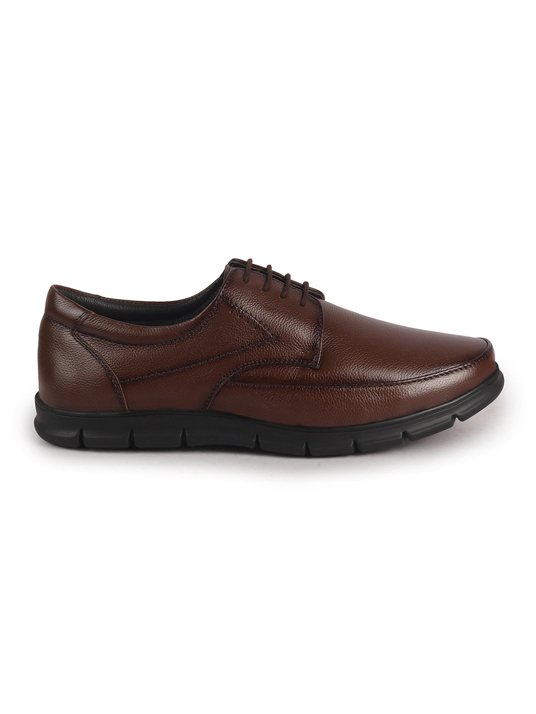Men Tan Genuine Leather Formal Office Round Toe Lace Derby Shoes|Shock Absorption Memory Cushioned Insole|EVA Flexible Fit Sole, Durable Slip Resistant