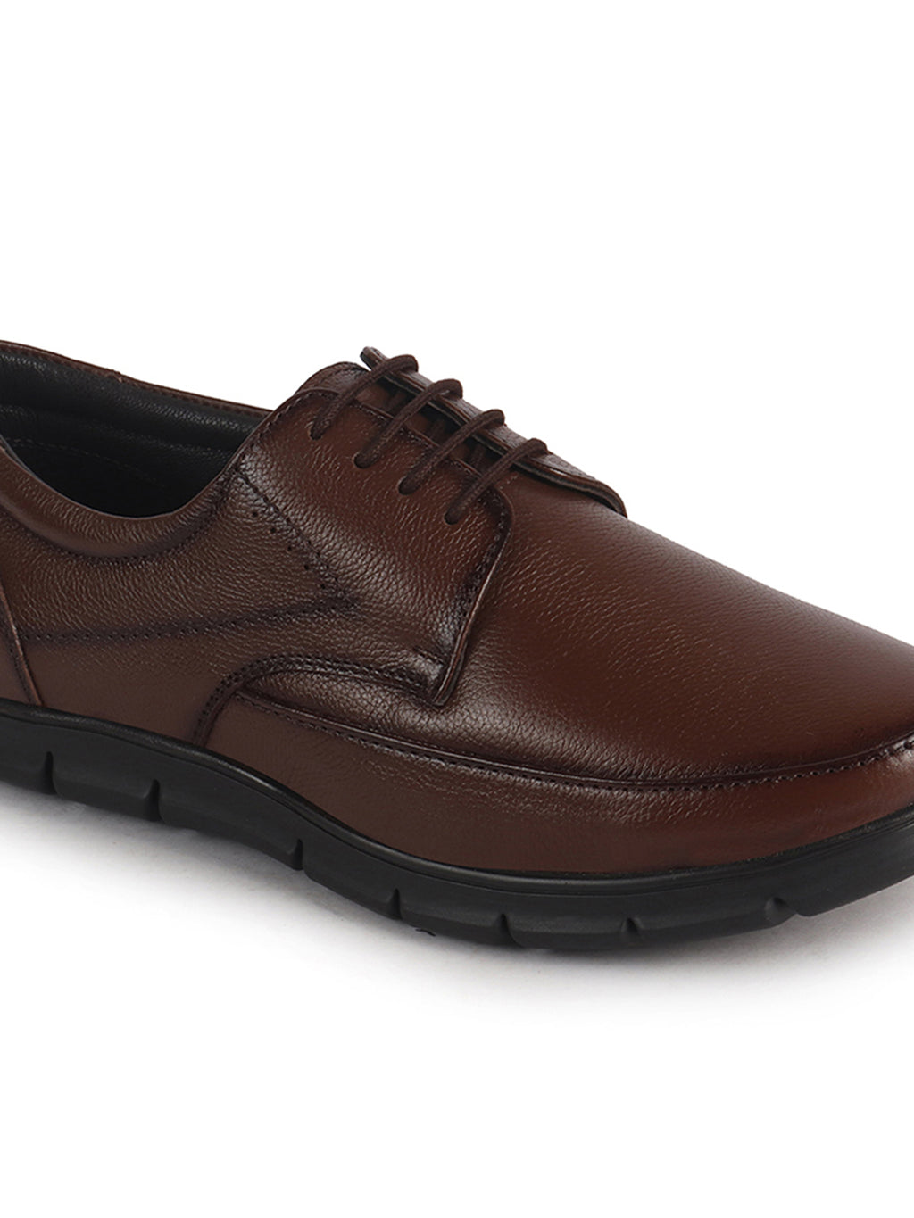Men Tan Genuine Leather Formal Office Round Toe Lace Derby Shoes|Shock Absorption Memory Cushioned Insole|EVA Flexible Fit Sole, Durable Slip Resistant