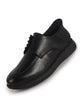 Men Black Genuine Leather Upper Round Toe Formal Office Lace Up Derby Shoe with Easy Hands-Free Slip-IN|Anti Skid EVA Sole|Leather Memory Cushioned Insole