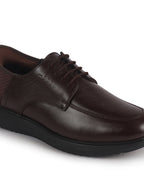 Men Brown Genuine Leather Upper Round Toe Formal Office Lace Up Derby Shoe with Easy Hands-Free Slip-IN|Anti Skid EVA Sole|Leather Memory Cushioned Insole