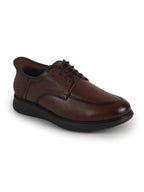 Men Tan Genuine Leather Upper Round Toe Formal Office Lace Up Derby Shoe with Easy Hands-Free Slip-IN|Anti Skid EVA Sole|Leather Memory Cushioned Insole