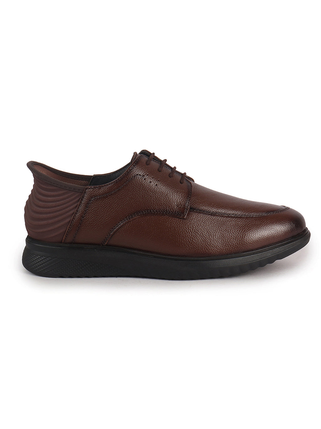 Men Tan Genuine Leather Upper Round Toe Formal Office Lace Up Derby Shoe with Easy Hands-Free Slip-IN|Anti Skid EVA Sole|Leather Memory Cushioned Insole