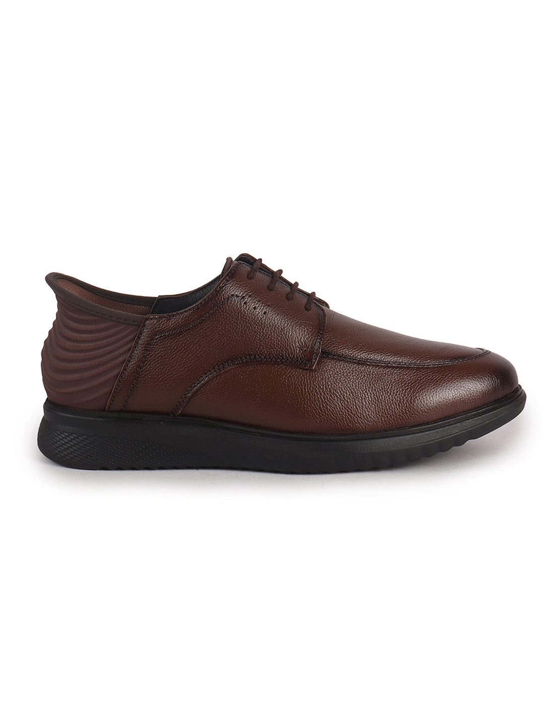 Men Tan Genuine Leather Upper Round Toe Formal Office Lace Up Derby Shoe with Easy Hands-Free Slip-IN|Anti Skid EVA Sole|Leather Memory Cushioned Insole