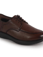 Men Tan Genuine Leather Upper Round Toe Formal Office Lace Up Derby Shoe with Easy Hands-Free Slip-IN|Anti Skid EVA Sole|Leather Memory Cushioned Insole