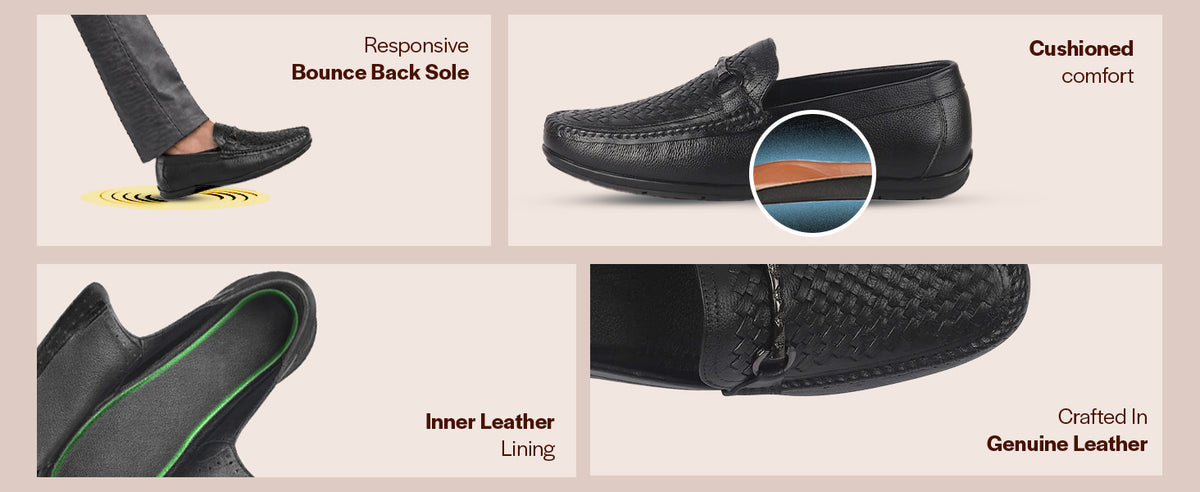 Men Black Handcraft Genuine Leather Horsebit Buckle Formal Loafer and Moccasin for Office, Events, Meetings|Anti Skid Flatform Sole|Leather Memory Cushioned Insole