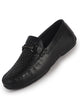 Men Black Handcraft Genuine Leather Horsebit Buckle Formal Loafer and Moccasin for Office, Events, Meetings|Anti Skid Flatform Sole|Leather Memory Cushioned Insole
